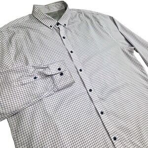 Twillory Untuckable Tailored Fit White Purple Check Button-Up Dress Shirt XL Men